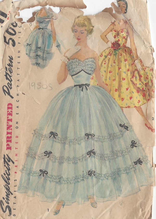1954-Vintage-Sewing-Pattern-B30-EVENING-DAY-DRESS-JACKET-R700-251174218111