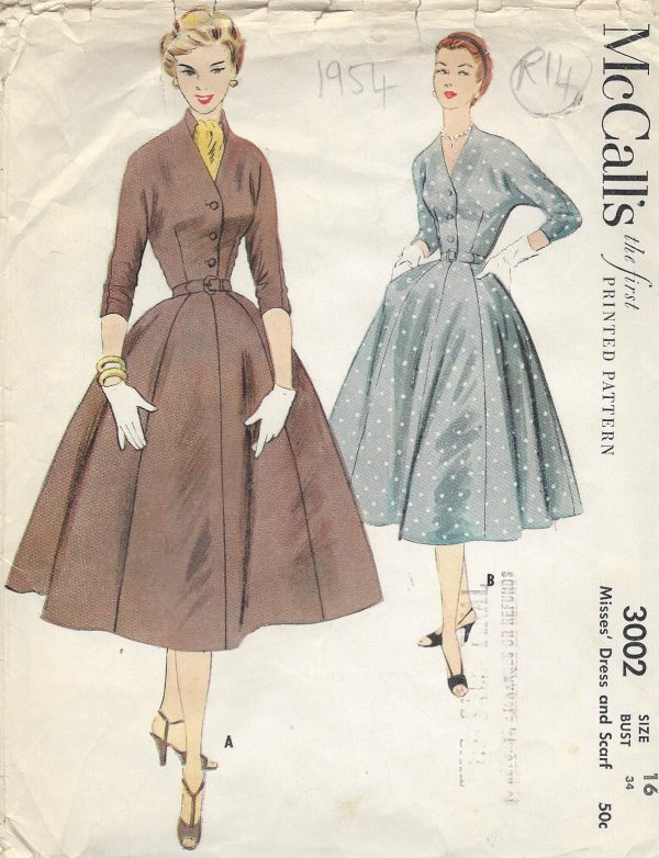 1954-Vintage-Sewing-Pattern-B34-DRESS-R14-251172226501