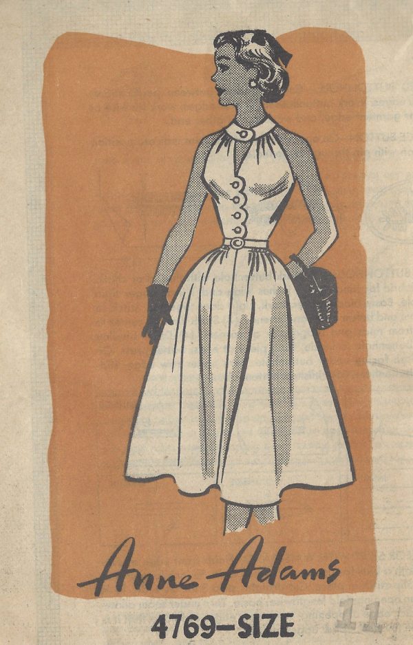 1954-Vintage-Sewing-Pattern-HALTERNECK-DRESS-B29-R999-By-Anne-Adams-251280110741