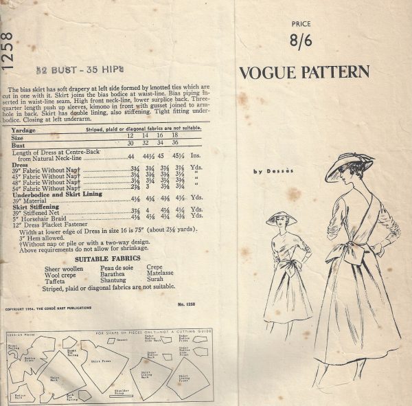 1954-Vintage-VOGUE-Sewing-Pattern-B32-DRESS-1772-By-Desses-262786245761-2