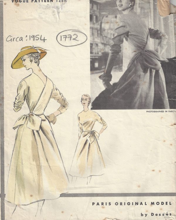 1954-Vintage-VOGUE-Sewing-Pattern-B32-DRESS-1772-By-Desses-262786245761