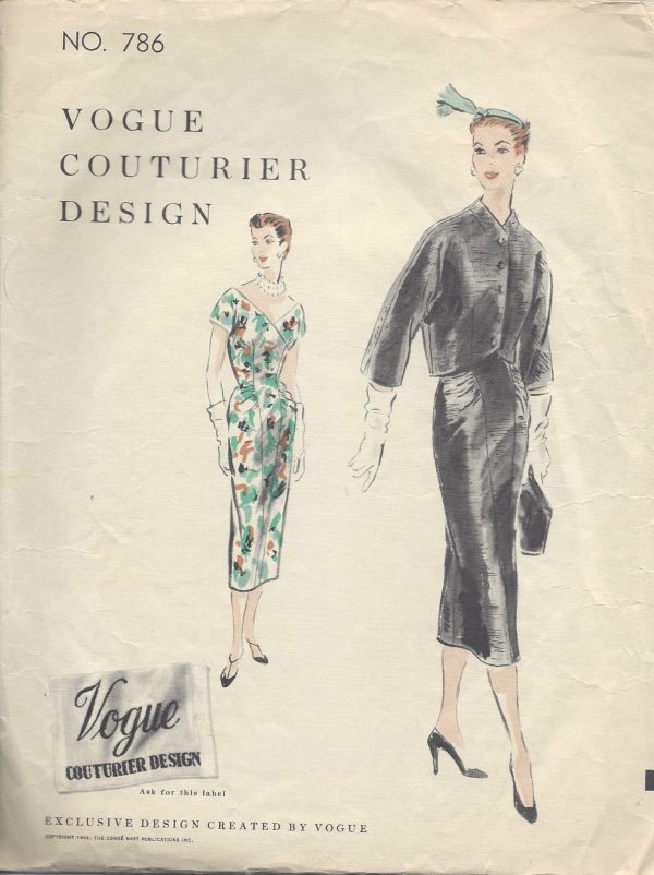 1954-Vintage-VOGUE-Sewing-Pattern-B32-DRESS-JACKETR374-251164563021