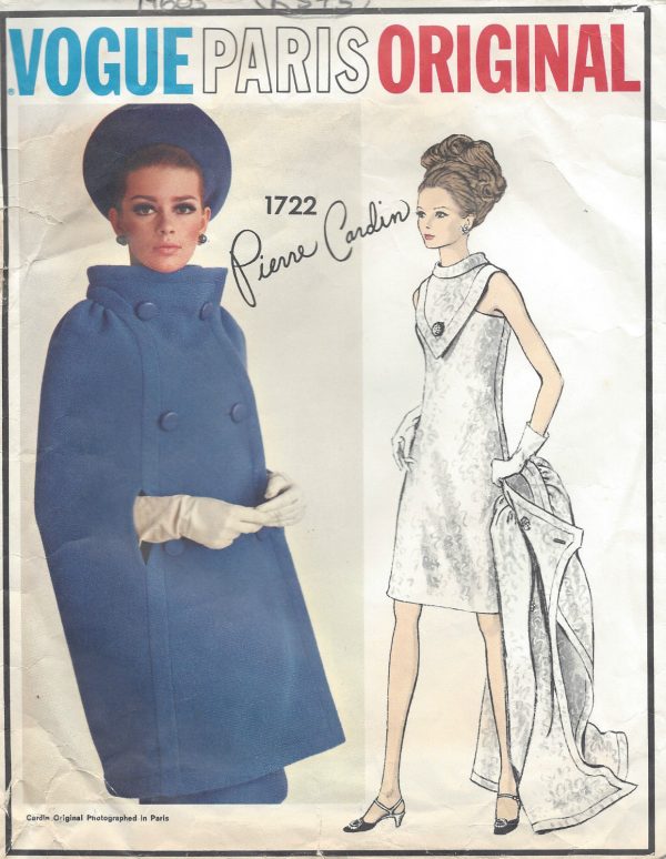 1960s-Vintage-VOGUE-Sewing-Pattern-B34-CAPE-DRESS-1054R-By-Pierre-Cardin-261267959381