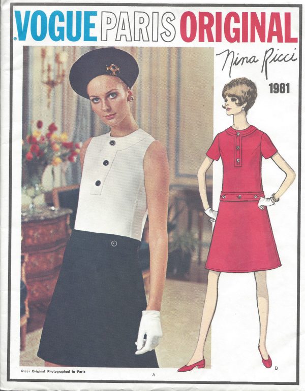1960s-Vintage-VOGUE-Sewing-Pattern-B34-DRESS-1032-By-Nina-Ricci-261233039761