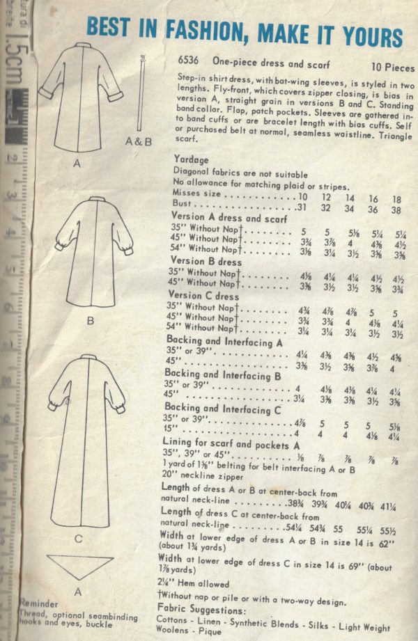 1960s-Vintage-VOGUE-Sewing-Pattern-B36-DRESS-SCARF-1606-252340977521-2