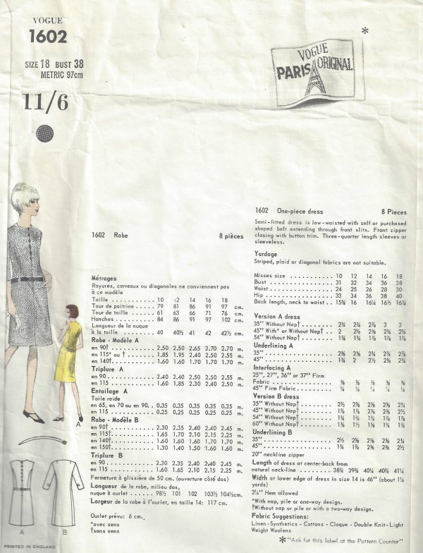 1960s-Vintage-VOGUE-Sewing-Pattern-B38-DRESS-1570-By-LANVIN-252274738221-3