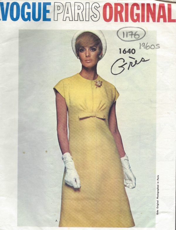 1960s-Vintage-VOGUE-Sewing-Pattern-DRESS-B38-1176-By-Gres-261421775391