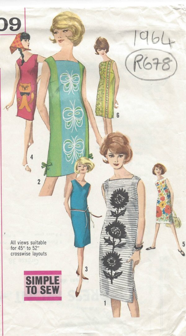 1964-Vintage-Sewing-Pattern-B34-DRESS-R678-251181554061