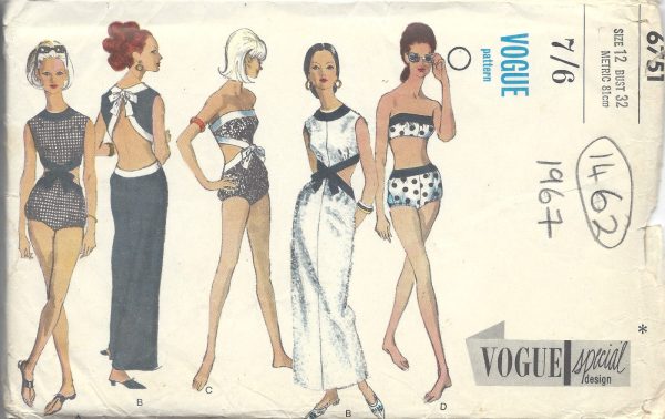 1967-Vintage-VOGUE-Sewing-Pattern-B32-DRESS-PLAYSUIT-BATHING-SUITS-1462-252027961641