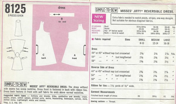 1969-Vintage-Sewing-Pattern-B315-325-REVERSIBLE-DRESS-1646-252383676751-2