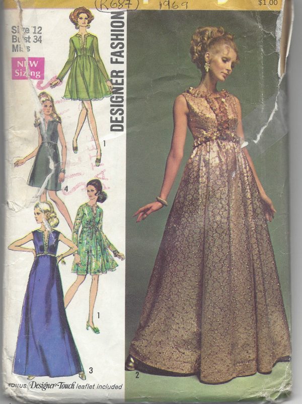 1969-Vintage-Sewing-Pattern-B34-DRESS-R687-251181589631