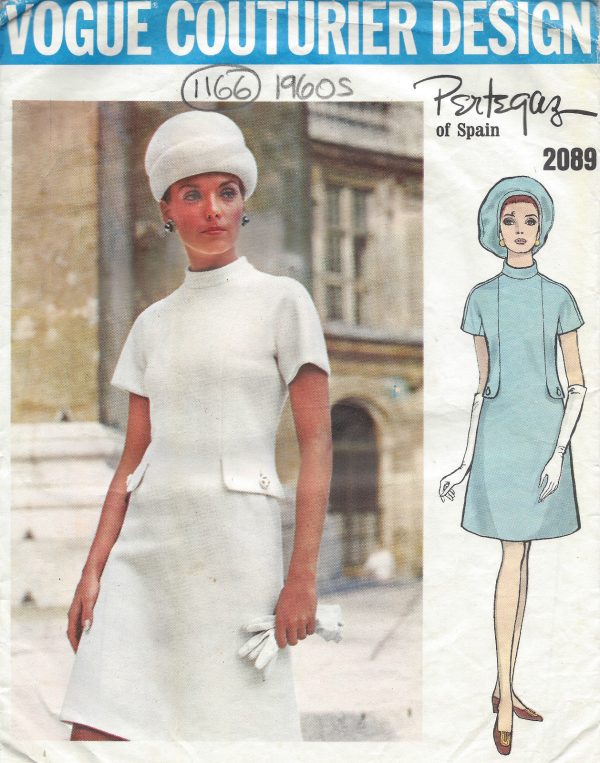 1969-Vintage-VOGUE-Sewing-Pattern-DRESS-B36-1166-By-Pertegaz-of-Spain-261405383441