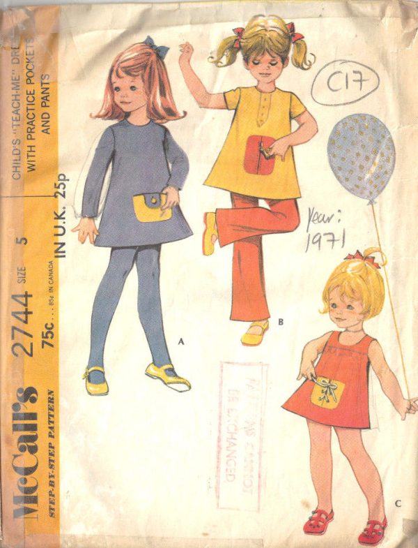 1971-Childrens-Vintage-Sewing-Pattern-S5-B24-DRESS-PANTS-C17-252521393671
