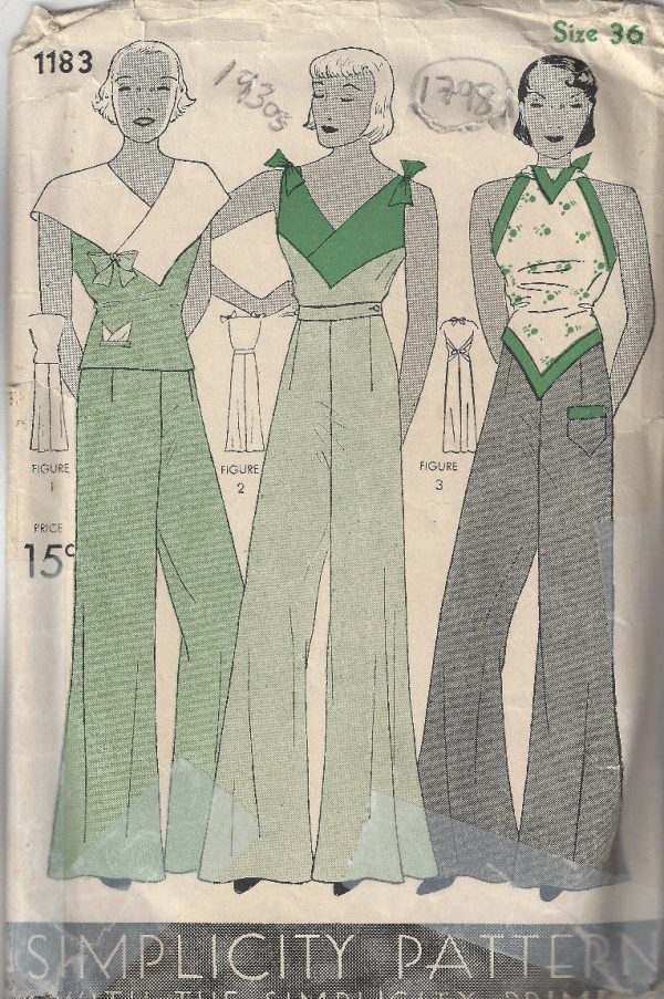 1930s-Vintage-Sewing-Pattern-B36-BLOUSE-PAJAME-PANTS-NOT-pyjamas-1798-252827214222