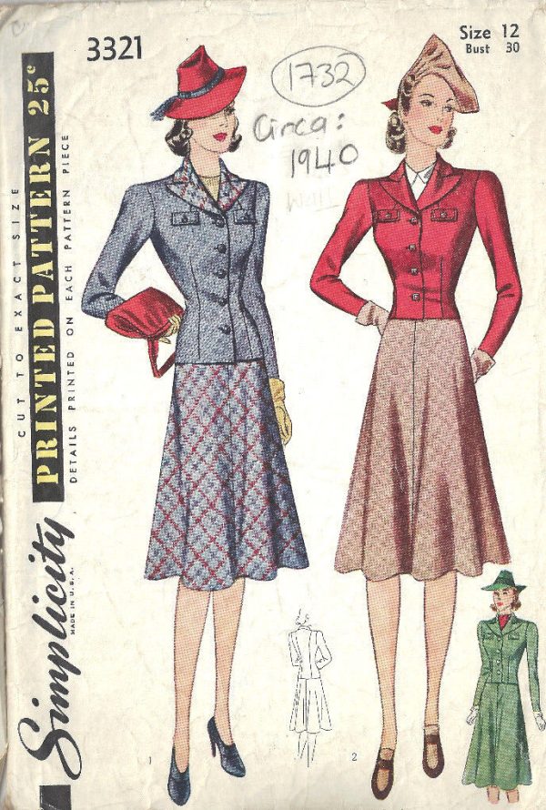1940-WW11-Vintage-Sewing-Pattern-B30-JACKET-SKIRT-1732-252498964602