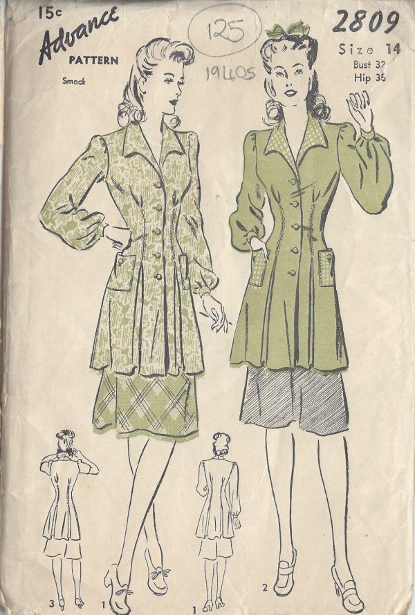 1940s-Vintage-Sewing-Pattern-B32-SMOCK-TOP-125-251173740432