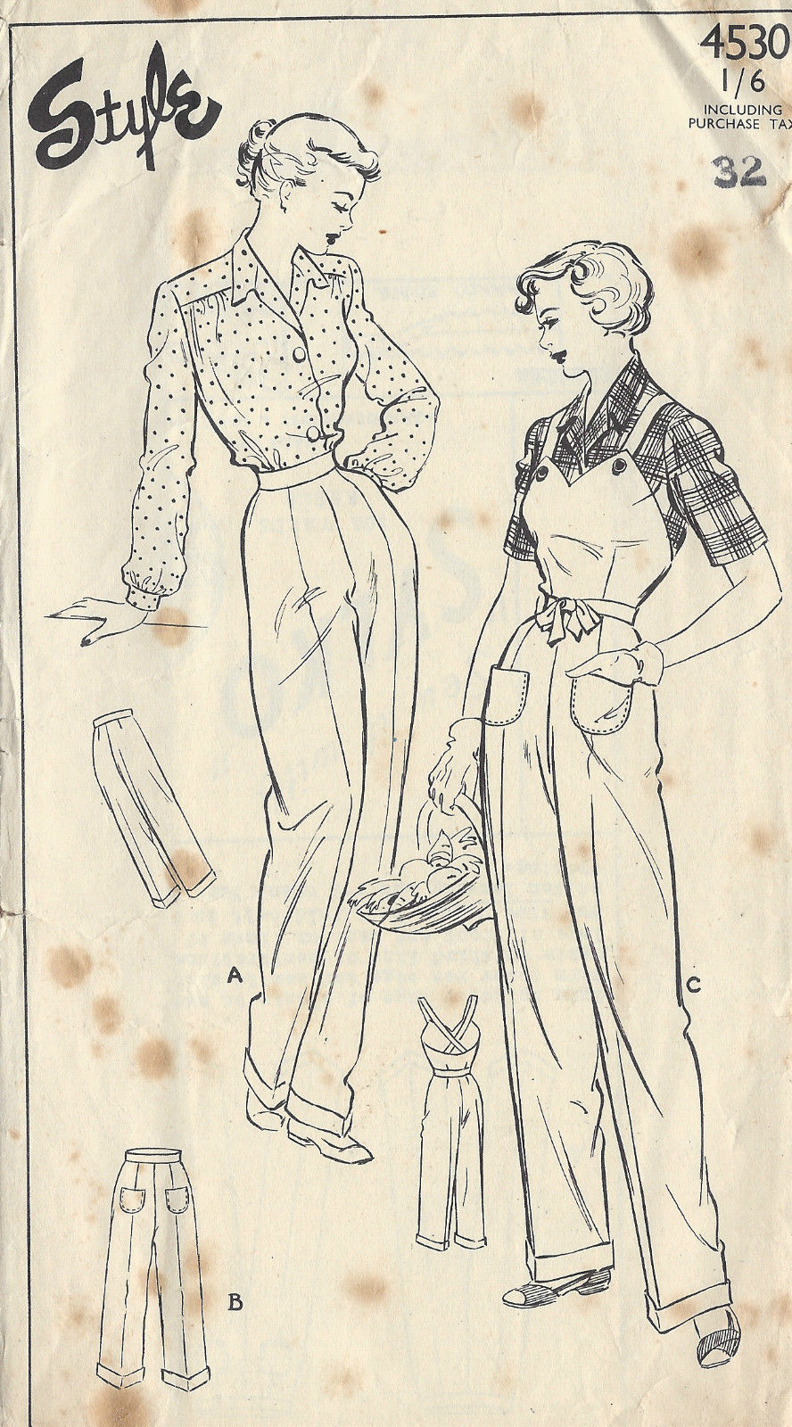 Vintage 1940s Simplicity Pattern S9635 Misses Lounge Top  Pants   WeaverDeecom