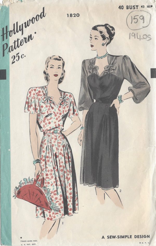 1940s-Vintage-Sewing-Pattern-DRESS-B40-159-251147147072