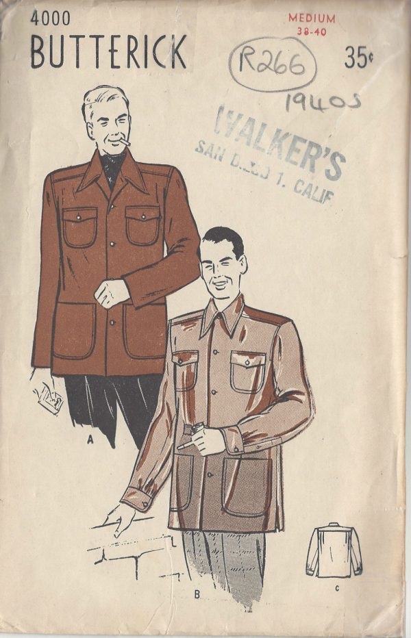 1940s-Vintage-Sewing-Pattern-MENS-JACKET-C38-40-R266-251143172362