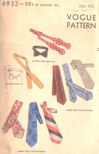 1940s-Vintage-Sewing-Pattern-S155-MENS-TIES-NECKWEAR-1348-262375829132