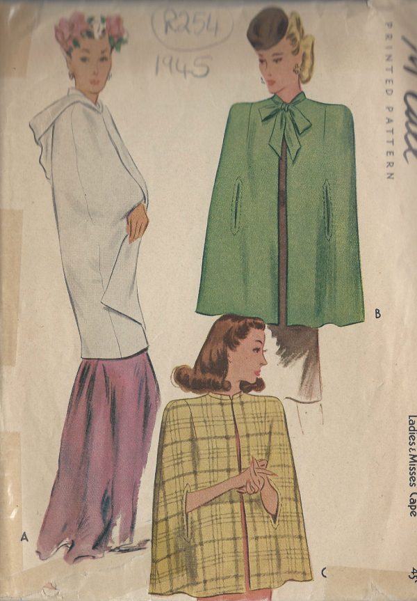 1945-Vintage-Sewing-Pattern-CAPE-B32-R254-251161683902