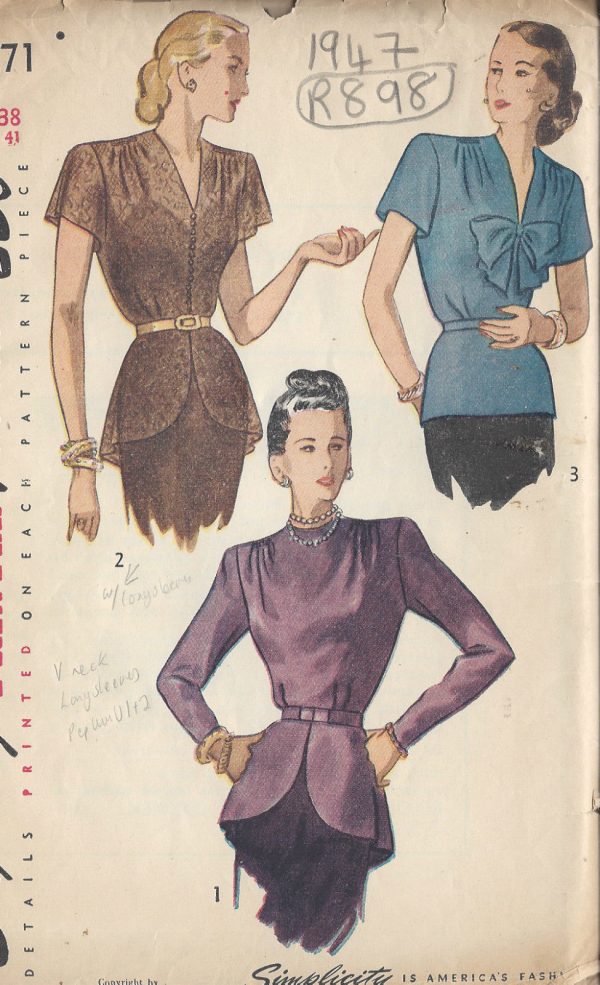 1947-Vintage-Sewing-Pattern-B38-BLOUSE-R898-261175398812