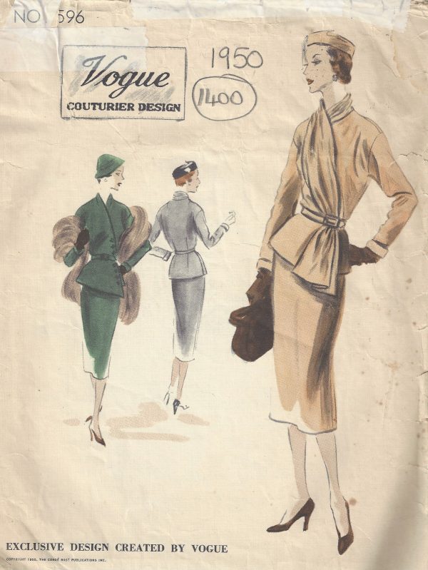 1950-Vintage-VOGUE-Sewing-Pattern-B40-SUIT-DRESS-SKIRT-JACKET-SCARF-1400R-252701329872