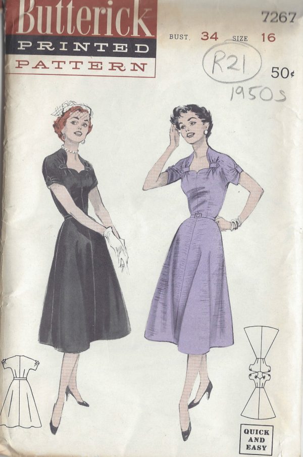 1950s-Vintage-Sewing-Pattern-B34-DRESS-R21-251172246902