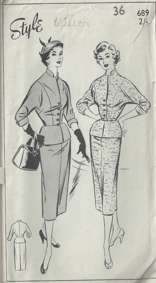 1950s-Vintage-Sewing-Pattern-B36-SUIT-JACKET-SKIRT-1633-262408475712
