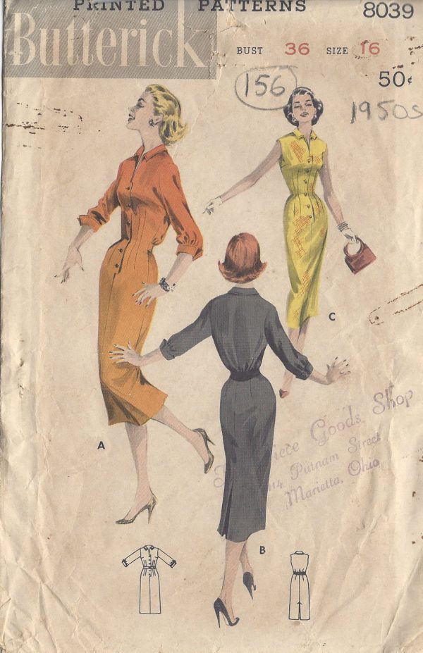 1950s-Vintage-Sewing-Pattern-DRESS-B36-156-251147616182