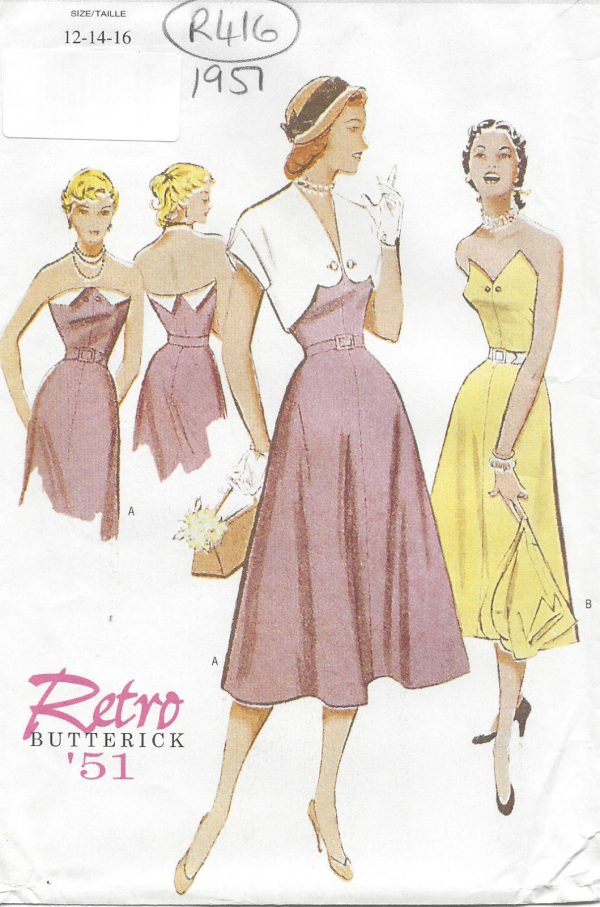 1951-Vintage-Sewing-Pattern-DRESS-BOLERO-B34-36-38-R416-251160459222