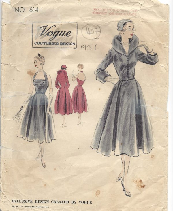 1951-Vintage-VOGUE-Sewing-Pattern-B36-DRESS-JACKET-1407-261821256342