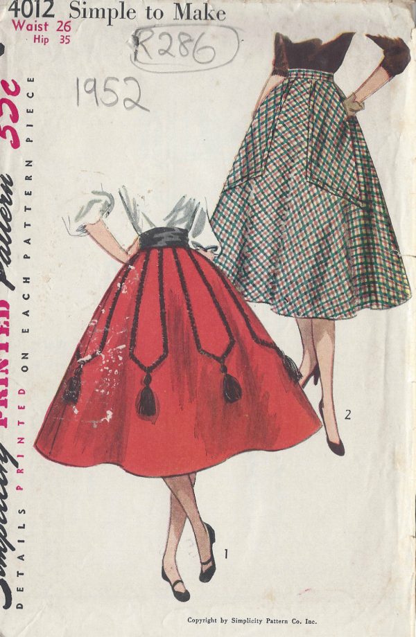 1952-Vintage-Sewing-Pattern-W26-SKIRT-R286-251162235262