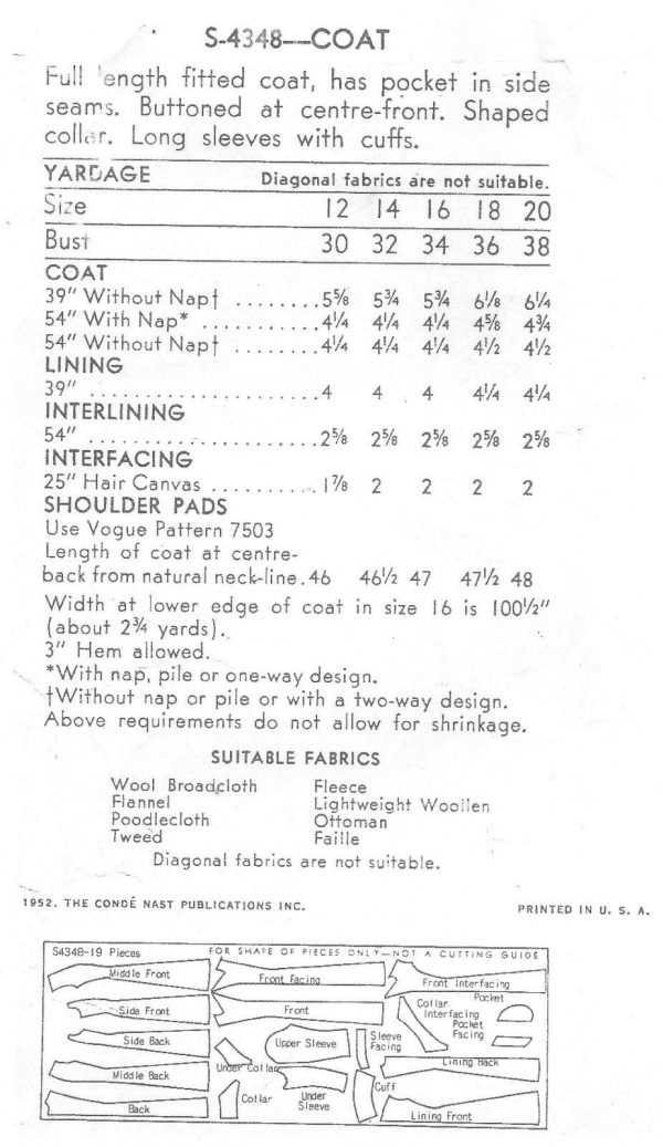 1952-Vintage-VOGUE-Sewing-Pattern-B38-COAT-1069-262562030482-2