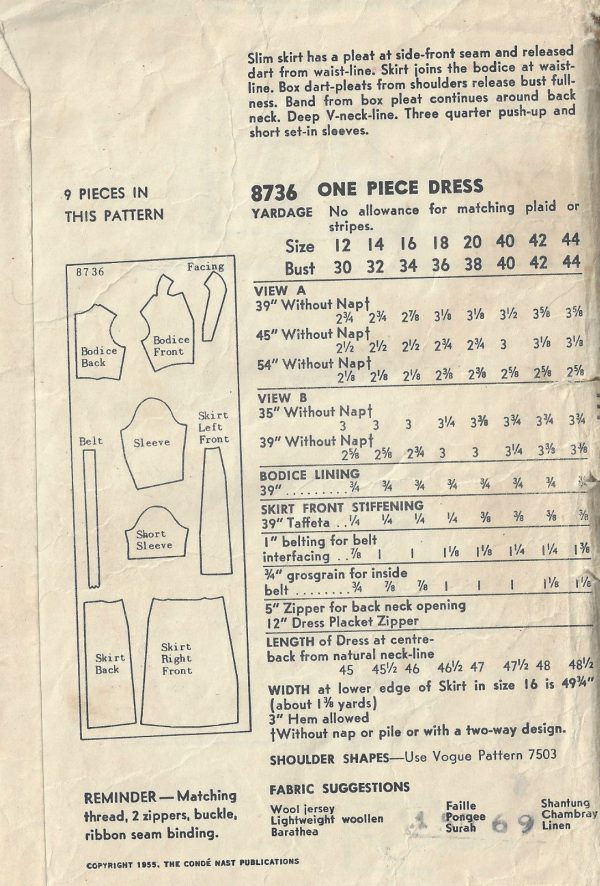 1953-Vintage-VOGUE-Sewing-Pattern-B38-DRESS-1807-262930137042-2