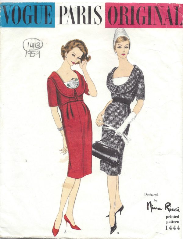 1959-Vintage-VOGUE-Sewing-Pattern-B34-DRESS-1413-By-Nina-Ricci-261878478282