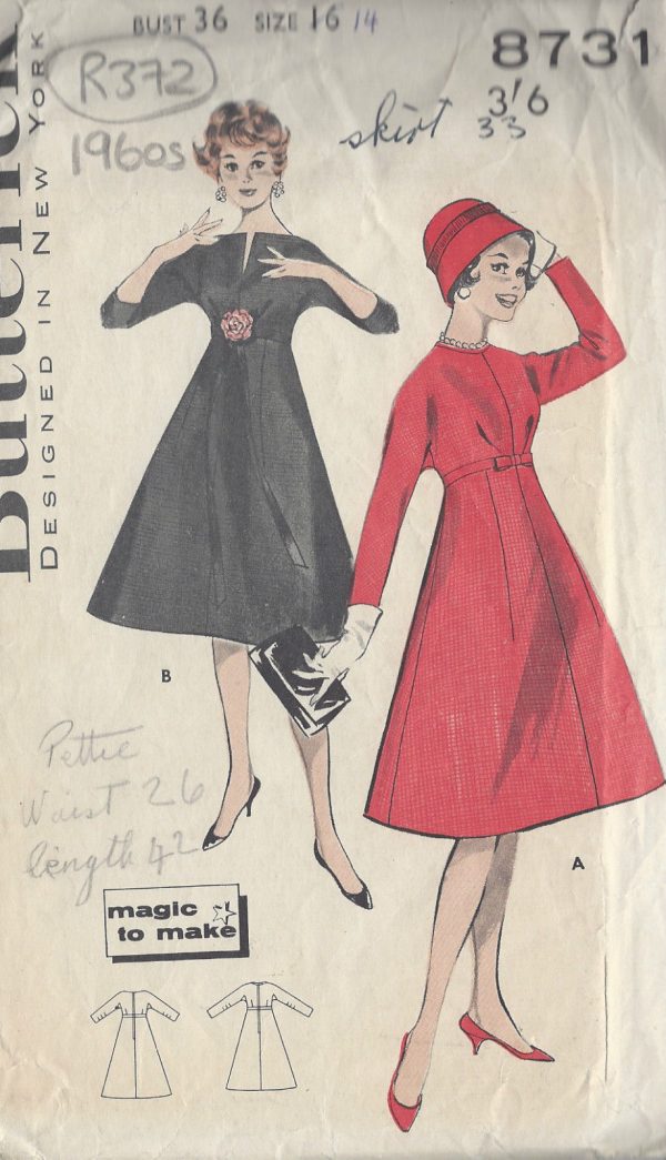 1960s-Vintage-Sewing-Pattern-B36-DRESS-R372-251157933982
