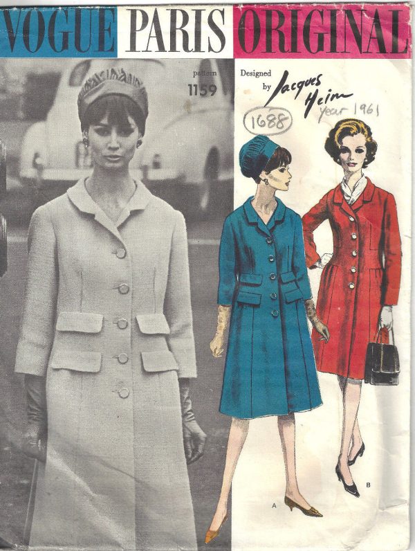 1961-Vintage-VOGUE-Sewing-Pattern-B32-COAT-1688-By-JACQUES-HEIM-262526436142