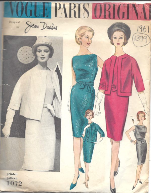 1961-Vintage-VOGUE-Sewing-Pattern-B34-JACKET-JACKET-1399R-BY-JEAN-DESSES-261806208432
