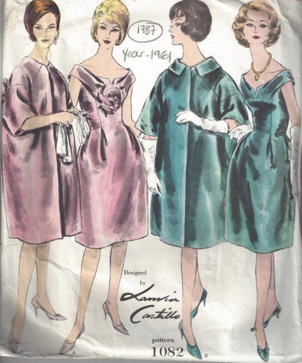 1961-Vintage-VOGUE-Sewing-Pattern-B38-DRESS-COAT-1787-JEANNE-LANVIN-CASTILLO-262870146492-5