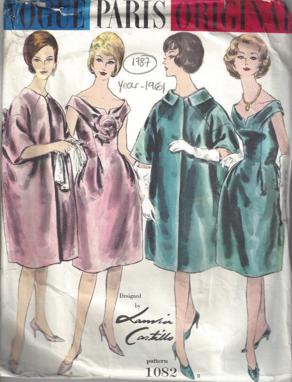 1961-Vintage-VOGUE-Sewing-Pattern-B38-DRESS-COAT-1787-JEANNE-LANVIN-CASTILLO-262870146492