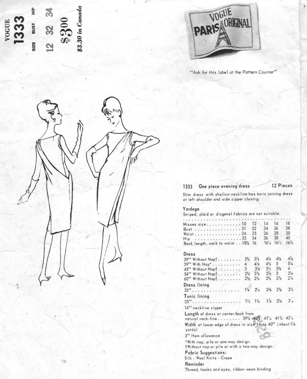 1964-Vintage-VOGUE-Sewing-Pattern-B32-DRESS-EVENING-1408-By-JACQUES-HEIM-251949618382-2