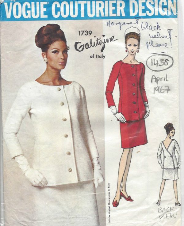 1967-Vintage-VOGUE-Sewing-Pattern-B36-TWO-PIECE-DRESS-1438R-Irene-Galitzine-252208829012