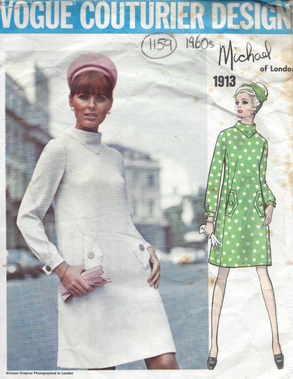 1968-Vintage-VOGUE-Sewing-Pattern-DRESS-B32-12-1159-By-Michael-of-London-261405354122