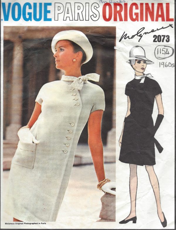 1969-Vintage-VOGUE-Sewing-Pattern-DRESS-B36-1154-By-Molyneux-261774626452