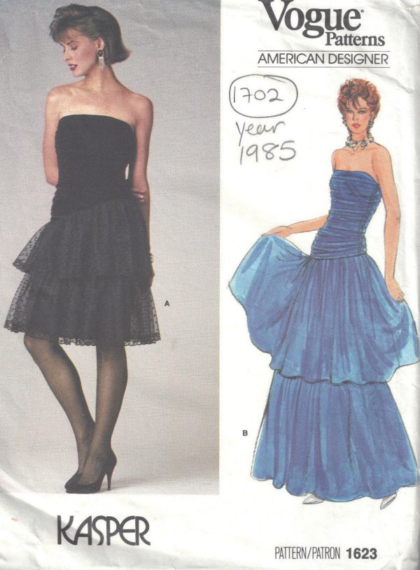 1985-Vintage-VOGUE-Sewing-Pattern-DRESS-B36-1702-By-Kasper-262557478952
