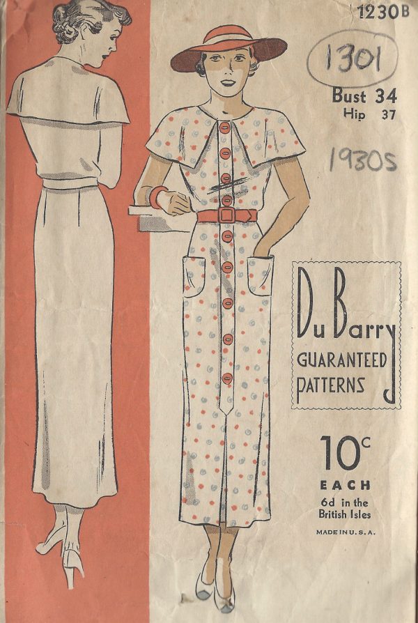 1930s-Vintage-Sewing-Pattern-B34-DRESS-1301-261529012043