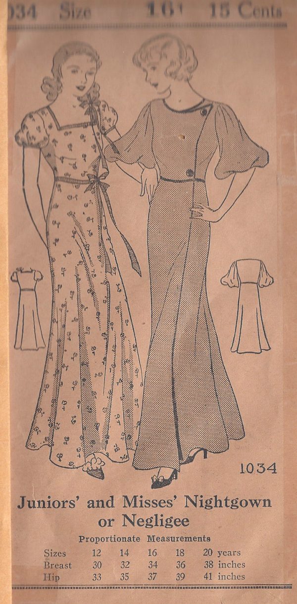 1930s-Vintage-Sewing-Pattern-B34-NEGLIGEE-NIGHTGOWN-R287-251164545943