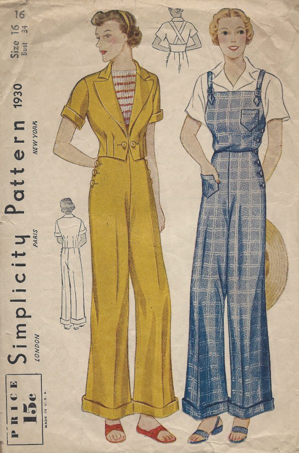 1930s-Vintage-Sewing-Pattern-B34-OVERALLS-TROUSERS-JACKET-1259-251548534873