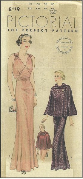 1939-Vintage-Sewing-Pattern-B36-CAPE-EVENING-DRESS-R958R-262847941253